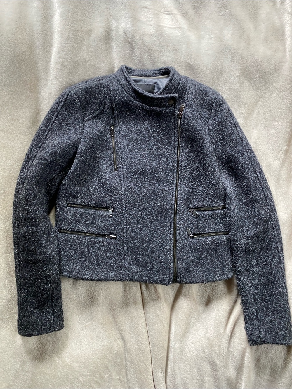 Banana Republic Charcoal Gray Wool-Blend Moto Blazer Lined size M